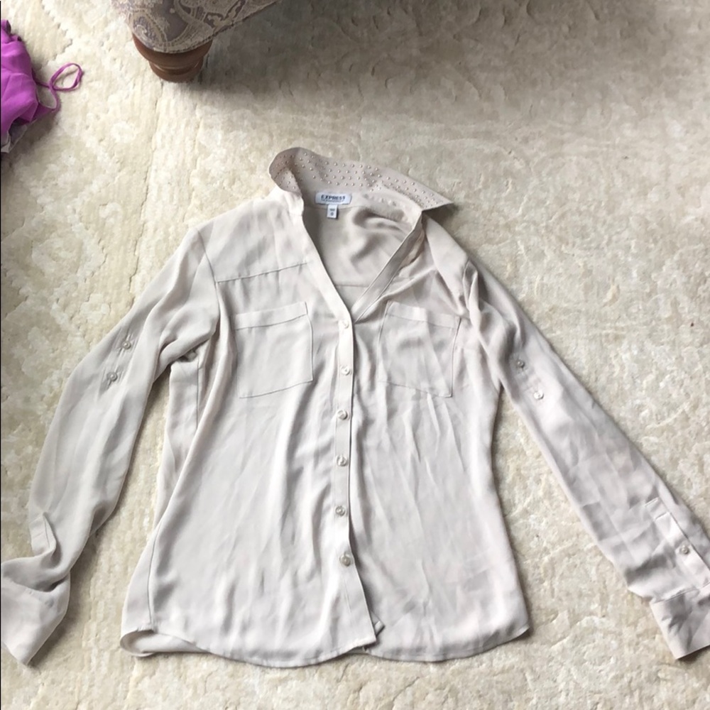 Express portofino beige shirt with gold detail